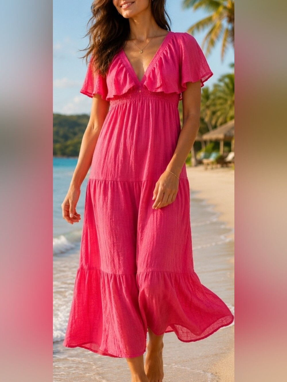 Hunter & Brown Pink Lightweight Textured Maxi Dress Sz. S